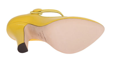 Yellow Heels Mary Janes Leather Pumps