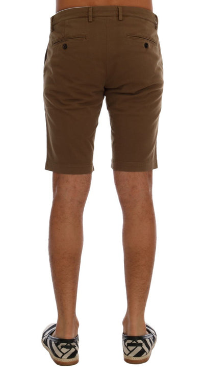 Brown Cotton Stretch Above Knees Shorts