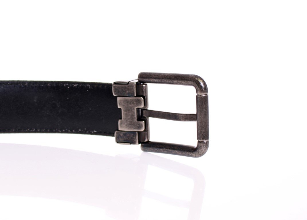 Black Heritage Leather Silk Logo Belt