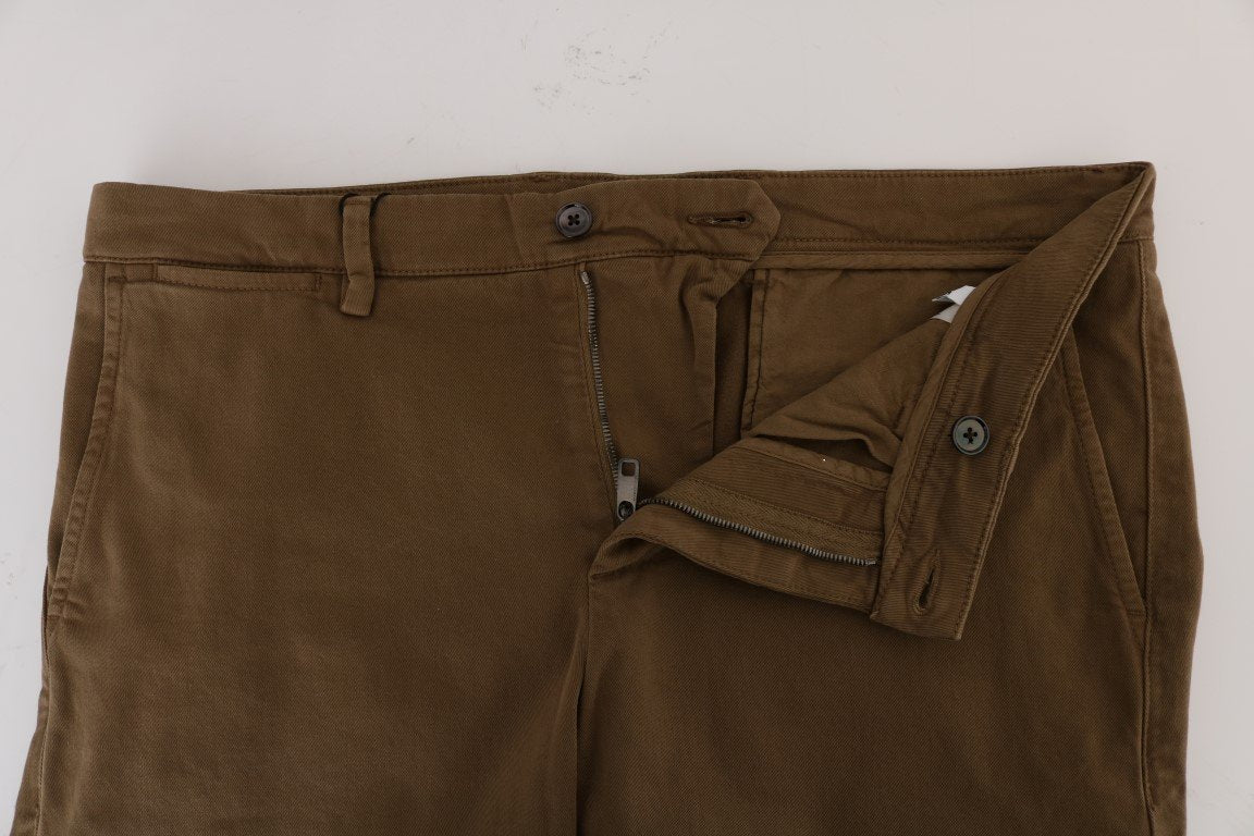 Brown Cotton Stretch Above Knees Shorts