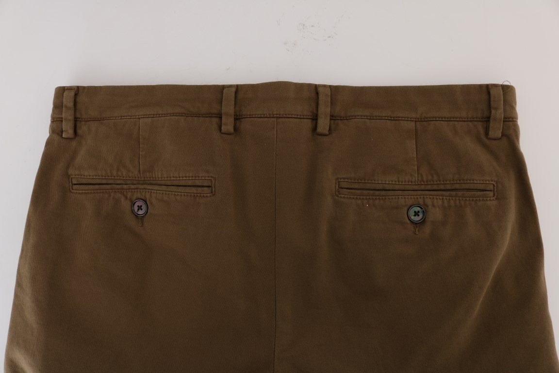 Brown Cotton Stretch Above Knees Shorts