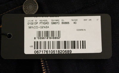 Blue Cotton Solid Pattern Logo Jeans Pants