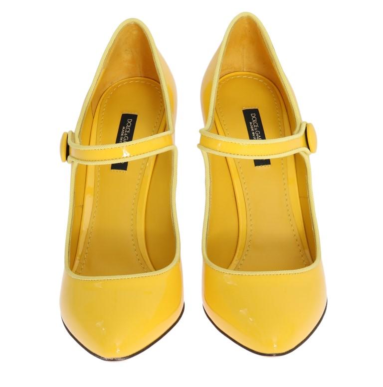 Yellow Heels Mary Janes Leather Pumps
