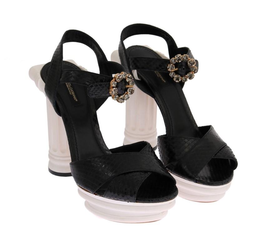 Black Snakeskin Platform Sandals