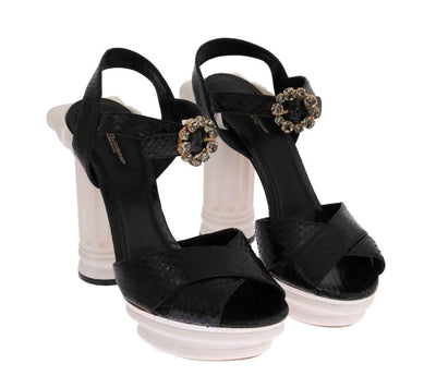 Black Snakeskin Platform Sandals