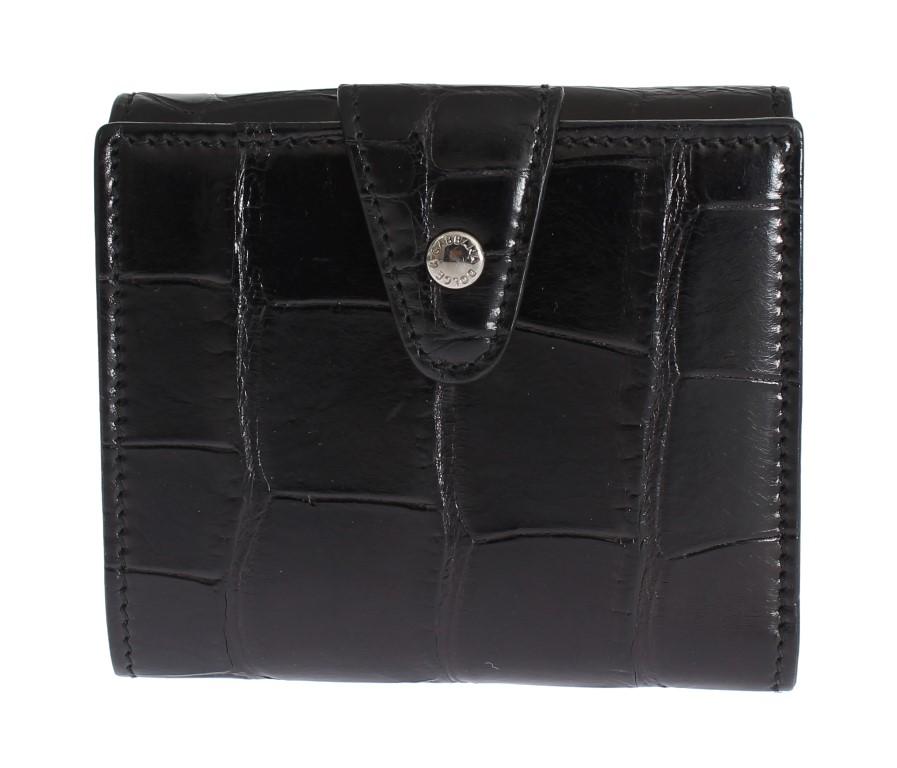 Black Alligator Skin Leather Bifold Wallet