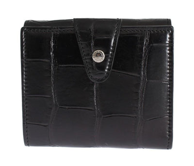 Black Alligator Skin Leather Bifold Wallet