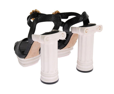 Black Snakeskin Platform Sandals