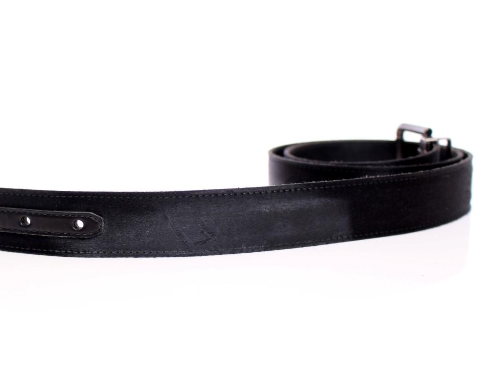 Black Heritage Leather Silk Logo Belt