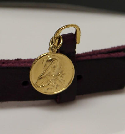 Purple Leather Gold Logo Belt