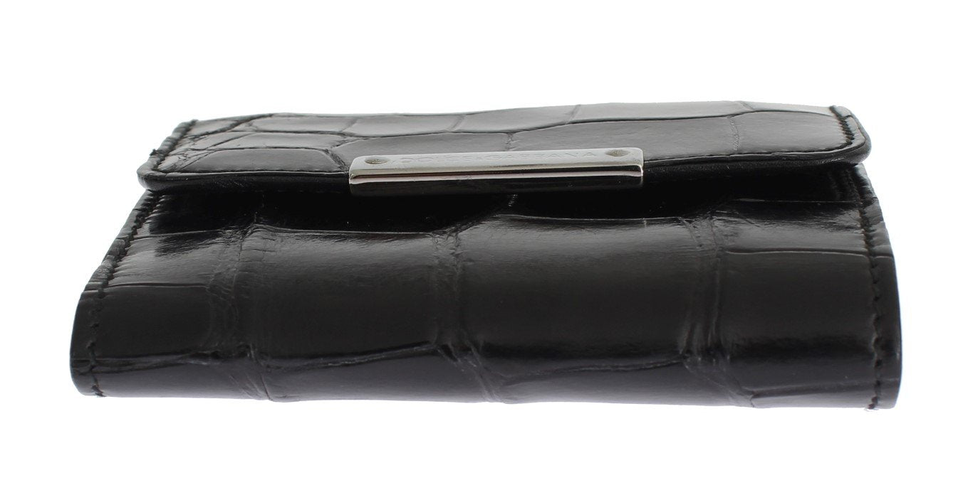Black Alligator Skin Leather Bifold Wallet