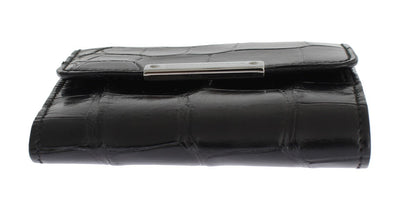 Black Alligator Skin Leather Bifold Wallet