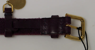 Purple Leather Gold Logo Belt