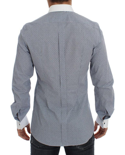 White Blue Cotton GOLD Slim Fit Dress Shirt