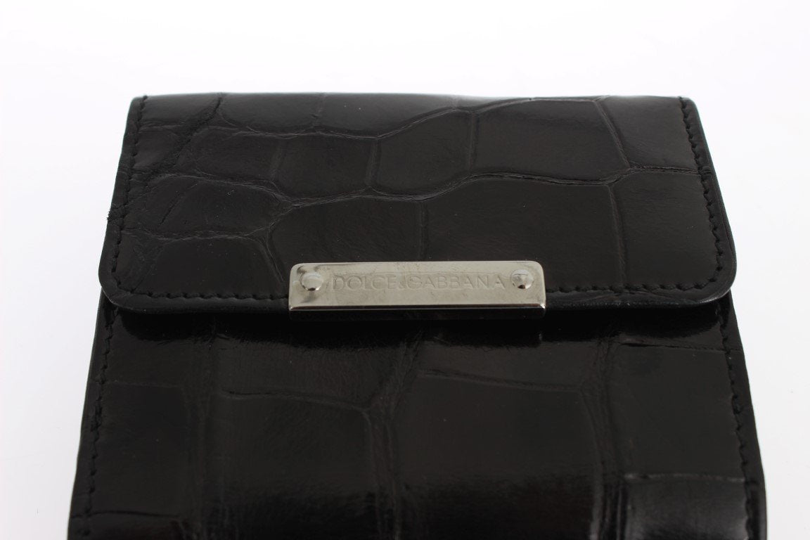 Black Alligator Skin Leather Bifold Wallet