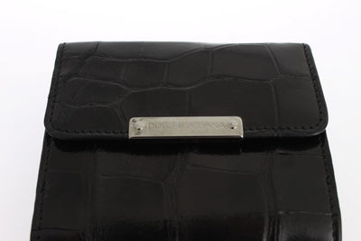 Black Alligator Skin Leather Bifold Wallet