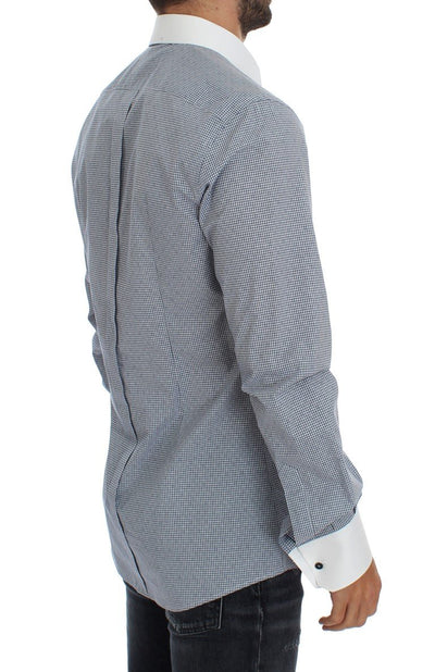 White Blue Cotton GOLD Slim Fit Dress Shirt