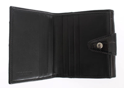 Black Alligator Skin Leather Bifold Wallet