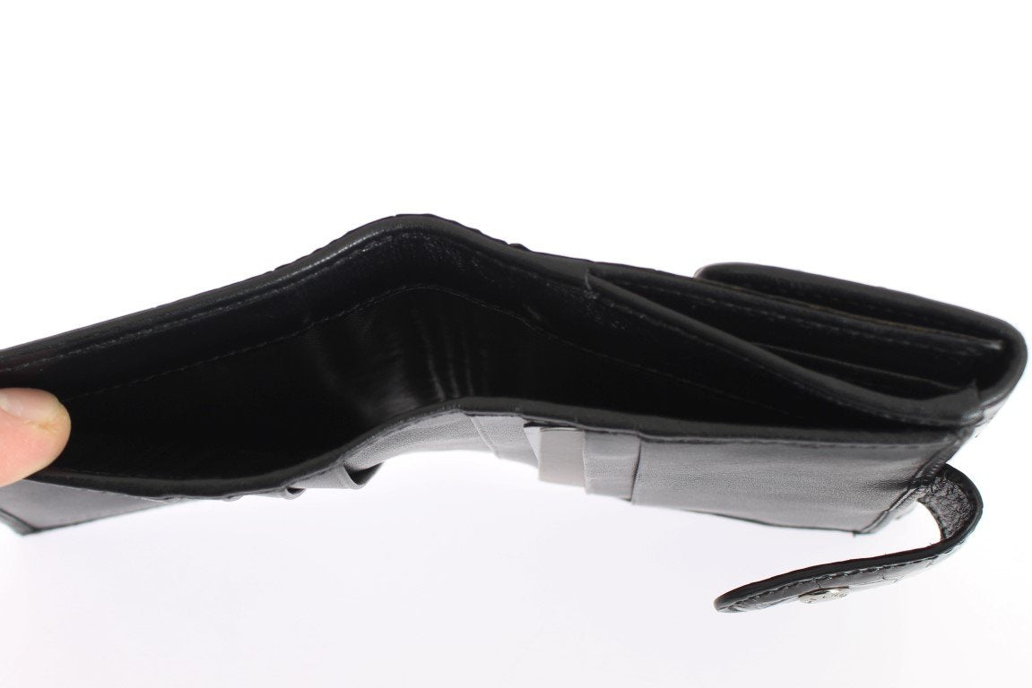 Black Alligator Skin Leather Bifold Wallet