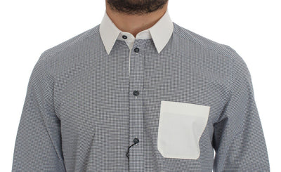 White Blue Cotton GOLD Slim Fit Dress Shirt