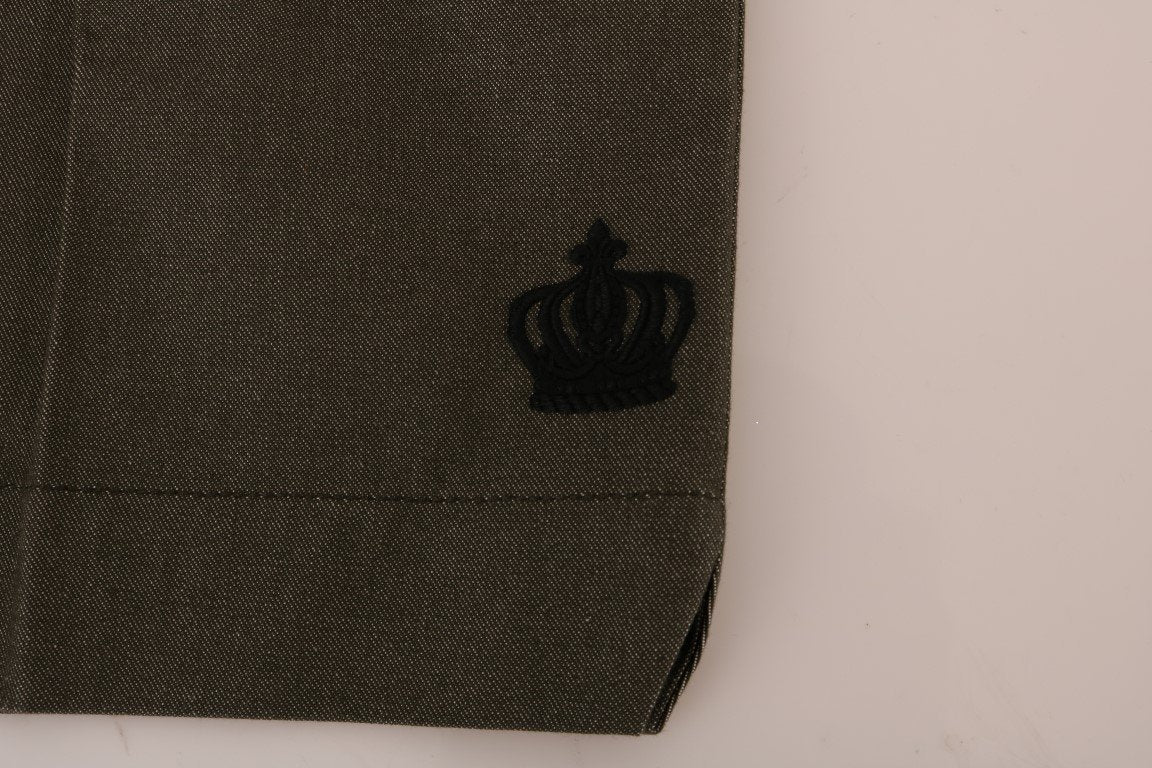 Gray Cotton Crown Shorts