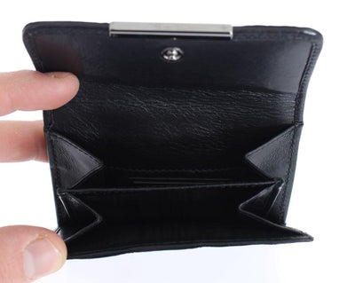 Black Alligator Skin Leather Bifold Wallet
