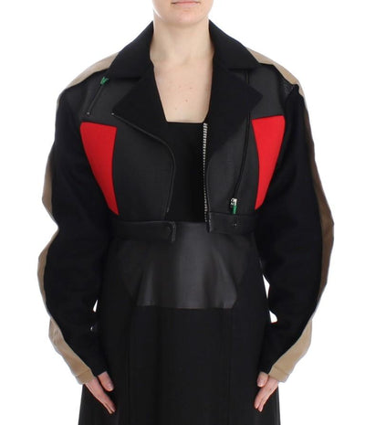 Black Short Croped Coat Biker Jacket