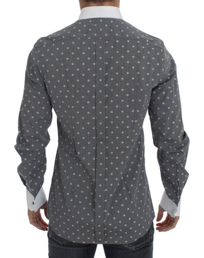 White Gray Cotton GOLD Slim Fit Dress Shirt