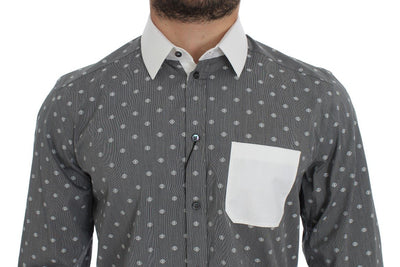 White Gray Cotton GOLD Slim Fit Dress Shirt