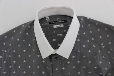 White Gray Cotton GOLD Slim Fit Dress Shirt