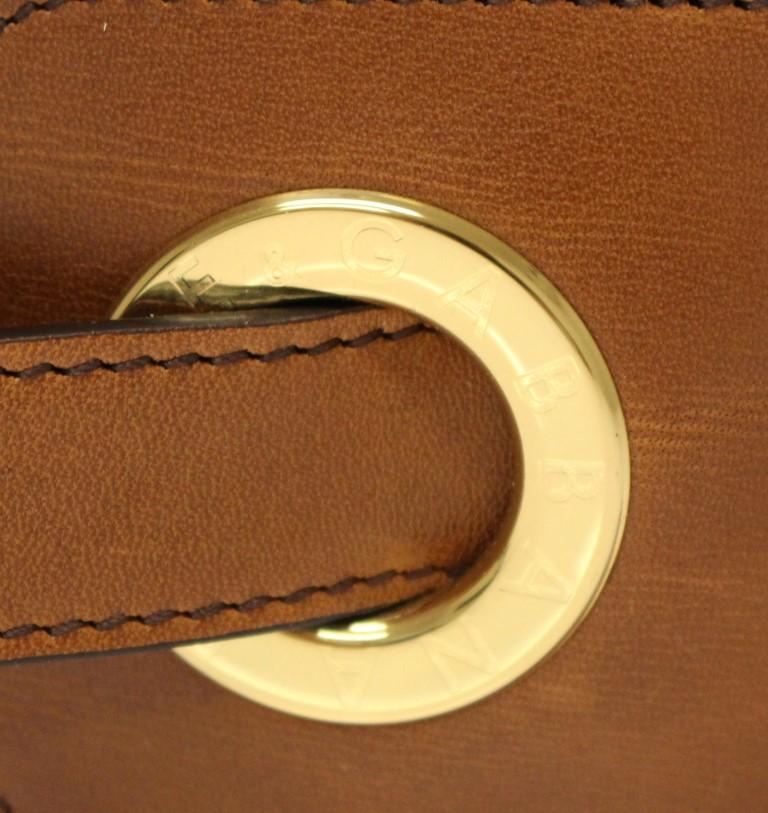 Brown Leather Logo Straw Belt