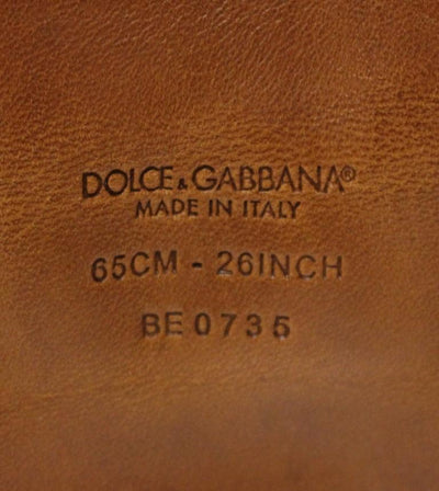 Brown Leather Logo Straw Belt