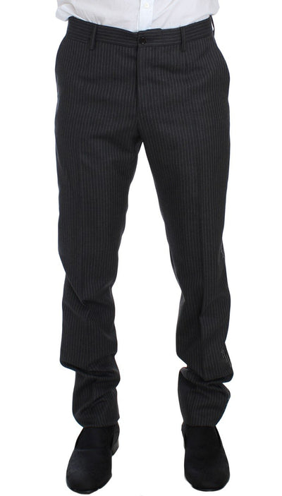 Gray Striped 3 Piece Slim Suit Tuxedo