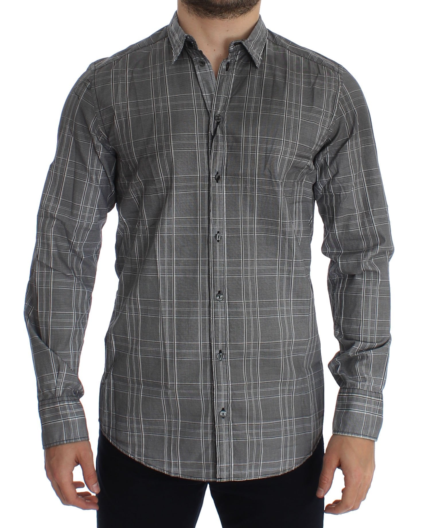 Gray Checkered GOLD Slim Fit Casual Shirt