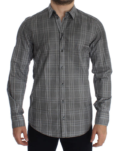 Gray Checkered GOLD Slim Fit Casual Shirt