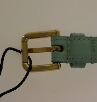 Blue Leather Logo Charm Belt
