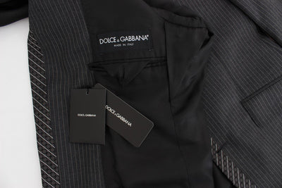 Gray Striped 3 Piece Slim Suit Tuxedo