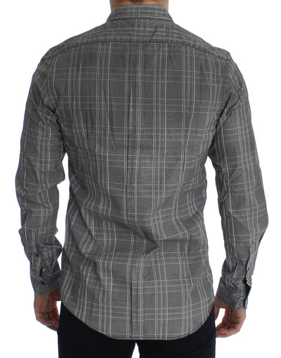 Gray Checkered GOLD Slim Fit Casual Shirt