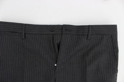 Gray Striped 3 Piece Slim Suit Tuxedo