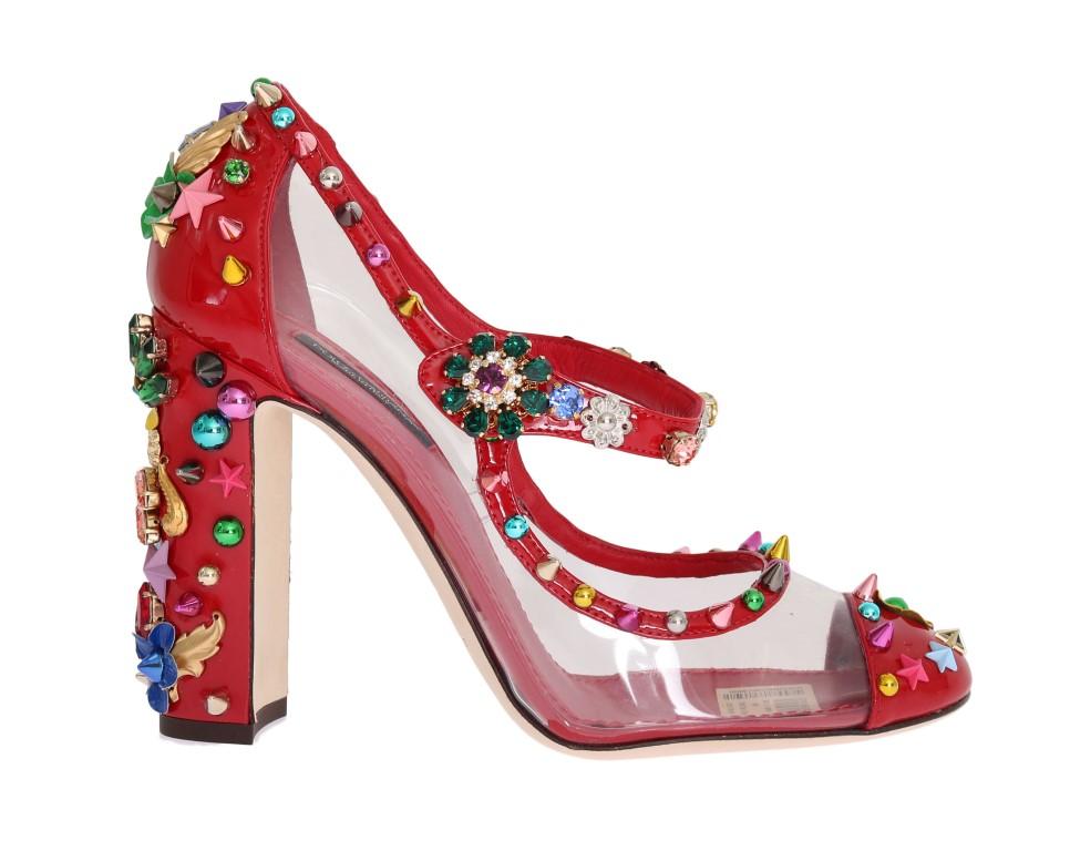 Red Transparent Crystal Studded Shoes