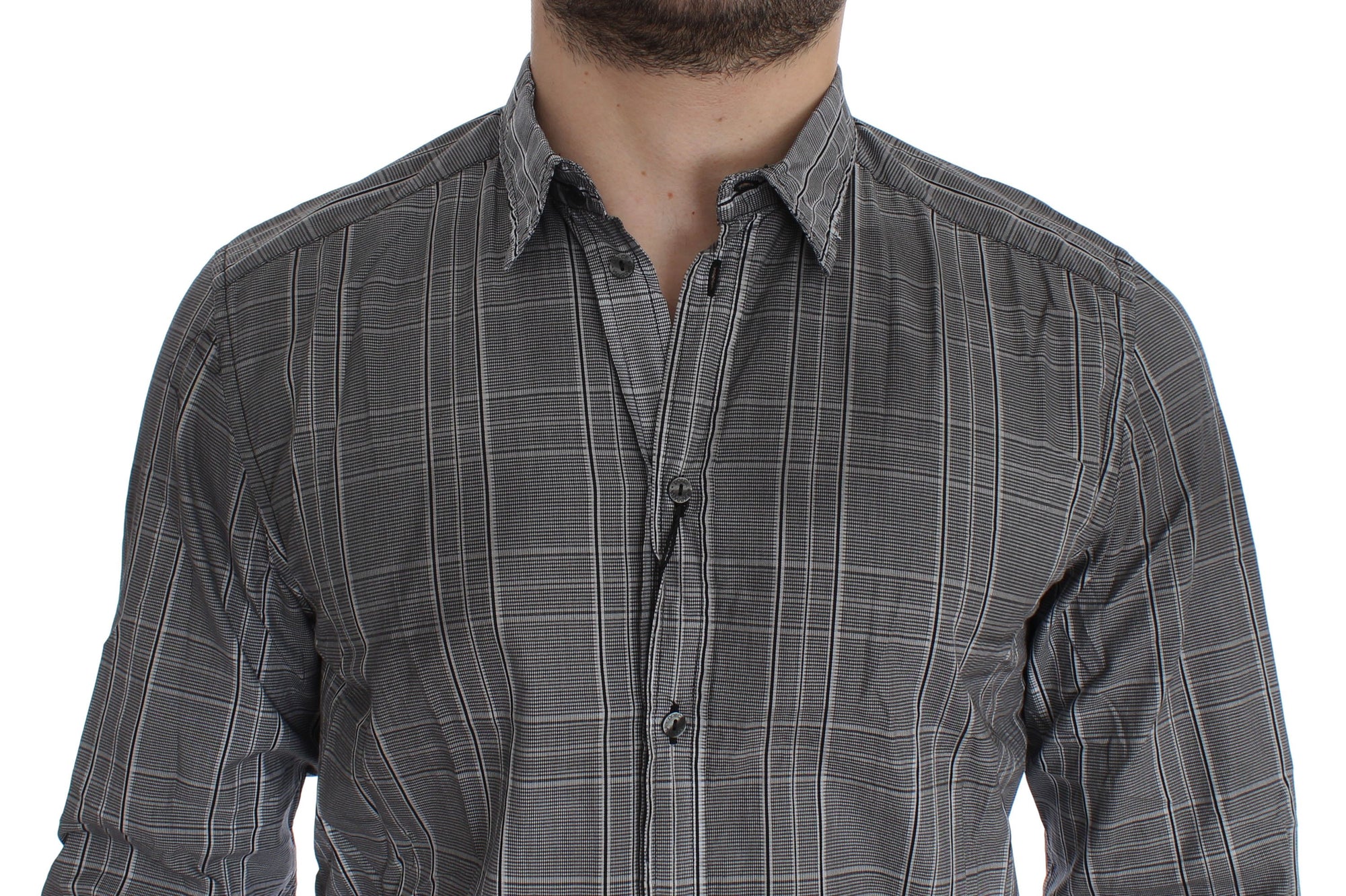 Gray Checkered GOLD Slim Fit Casual Shirt
