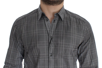 Gray Checkered GOLD Slim Fit Casual Shirt