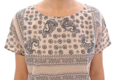 Beige Short Sleeve Blouse Tunic