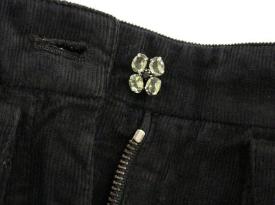 Black Cotton Cropped Corduroys Jeans Pants