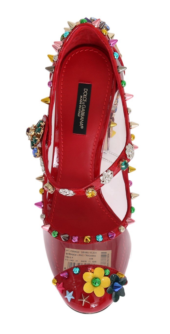 Red Transparent Crystal Studded Shoes