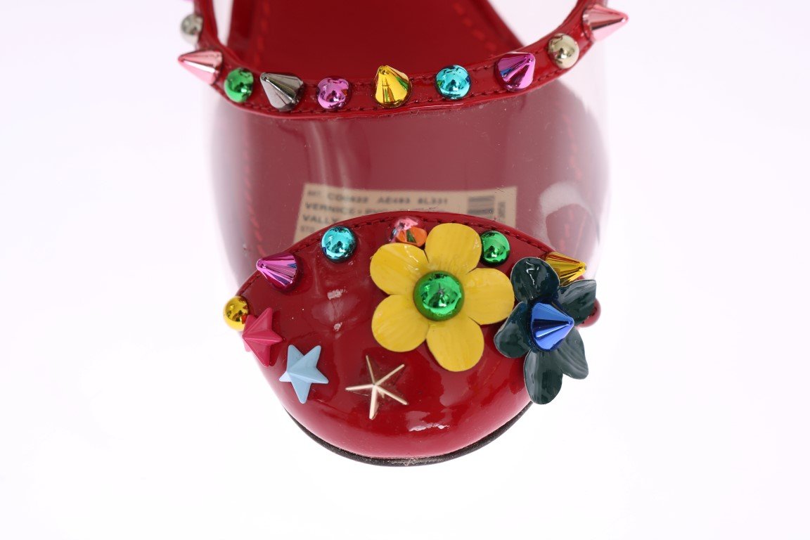 Red Transparent Crystal Studded Shoes