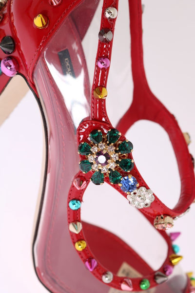 Red Transparent Crystal Studded Shoes