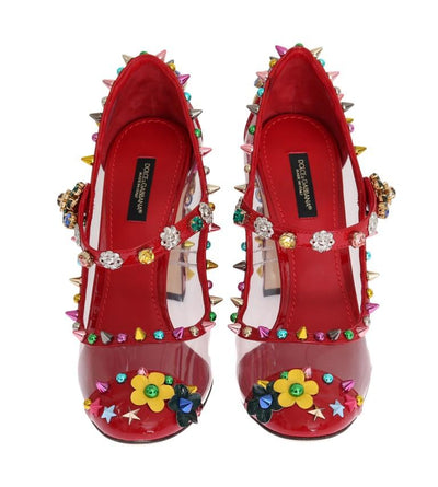 Red Transparent Crystal Studded Shoes