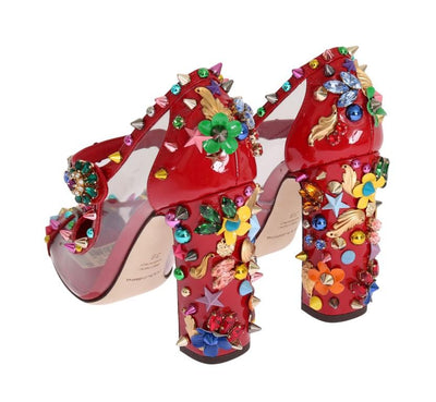Red Transparent Crystal Studded Shoes