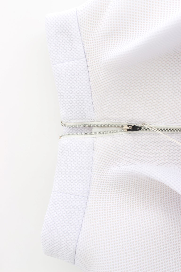 White Peplum A-Line Straight Pleated Skirt